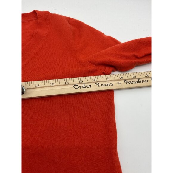 Banana Republic Womens V-Neck Sweater Extra Fine Merino Wool Blend Bitter Orange - Picture 3 of 7